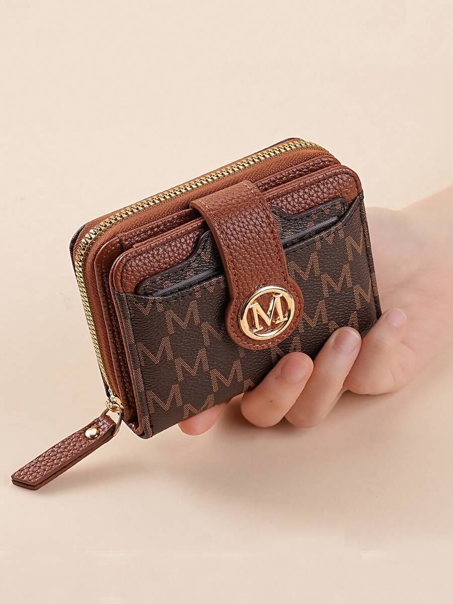 New Retro Lychee Pattern Letter Design Wallet Multi-Card Slots Short Wallet Small Women Purse Thicken Korean Fashion Compact Vintage Coin Pouch For Women Wallet Purse Wallet Small Wallet Cute Wallet Mini Wallet