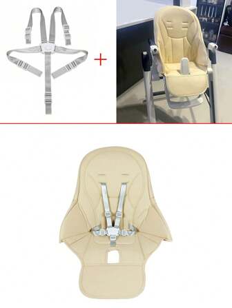 1 件婴儿米色座椅垫，适用于 Prima Pappa Zero3 Peg Perego Siesta Aag Pouch 06 高脚椅 PU 皮革套，带通用 5 点式安全带，四季皆宜，使用易于清洁的婴儿配件