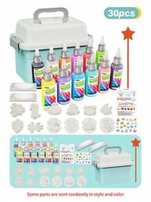 30/42件神奇DIY手工玩具套装，12种颜色自由搭配，神奇水宝宝造型套装玩具，手工套装，可爱动物模具、水果模具、糖果模具，可自由挤入颜料进行搭配，创意男孩女孩游戏，锻炼儿童想象力和动手能力，益智桌面游戏和玩具，校园科普教育