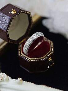 1pc 925 Sterling Silver Double Row Full Diamond Ring, Women's Daily Wear And Party Accessory, High-Quality Jewelry Gift - Silver - View 7