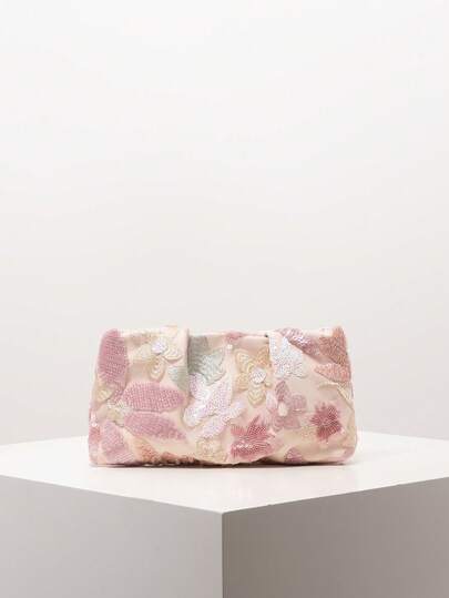 花卉包、亮片包、新娘手拿包、舞会礼服包、舞会礼服配饰、优雅女士包、婚礼用品、闪亮球形钱包（图案随机）