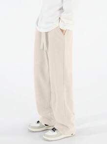 Men's Spring/Autumn Corduroy Straight Leg Casual Pants, Comfortable Minimalist Versatile Sports Trousers