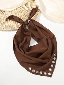 1 件时尚波西米亚黑金属朋克头巾头带，适合音乐节派对和日常佩戴时尚发饰波西米亚风发带 - 棕色 - 查看 12