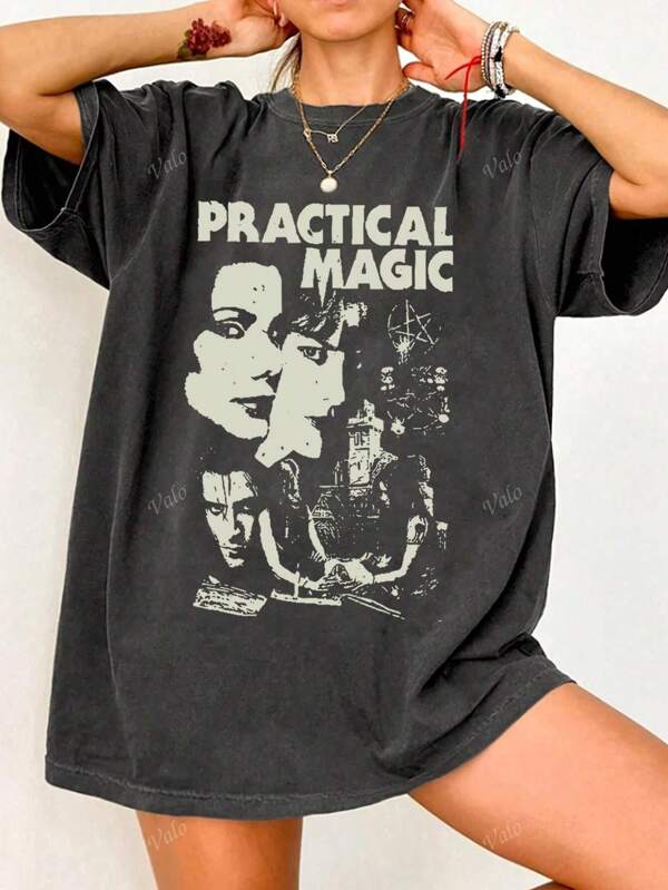 Vintage-Style For Summer: Classic Movie Character Graphic On A Deep Gray T-Shirt, Paired With Fashion Accessories To Create A Personalized Look.