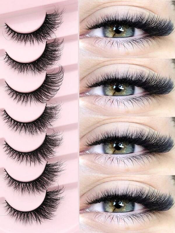 7 Pairs Of Dramatic Cat Eye Fake Eyelashes - Natural, Long Wispy, Elongated, Thick, And Dramatic False Eyelashes For A Sultry Look - Perfect Christmas Party Lashes