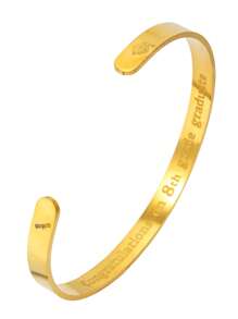 1pc Stainless Steel "Happy Graduation 2025" Adjustable C-Shape Bangle Bracelet, Fashion For Men And Women, Suitable For Daily Wear, Gatherings And Parties