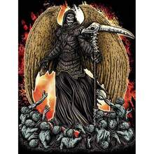 1 件 DIY 全圆形水钻死亡天使头骨水钻水钻画死亡之神马赛克图片十字绣家居装饰万圣节装饰秋季装饰房间装饰