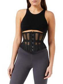 Women's Waist Training Underbust Corset Steel Boned Body Shaper, Halloween Christmas New Year - 白色-拉鍊 - 查看 7