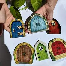 6 Peças - Acessórios Decorativos Externos para Portas de Fada em Árvores, Jardins de Pátio de Fadas em Miniatura, Porta e Janela de Fada Criativas para Decoração de Árvore, Arte de Jardim, Escultura de Jardim, Acessórios de Decoração Externa, Conjunto de Acessórios de Mini Jardim de Fadas, Portão Decorativo de Fada, Ponte e Poço de Água, Decoração de Paisagem em Miniatura Ponte para Lago, Estátua em Miniatura para Decoração de Plantas em Vaso, Bonsai, Terrário