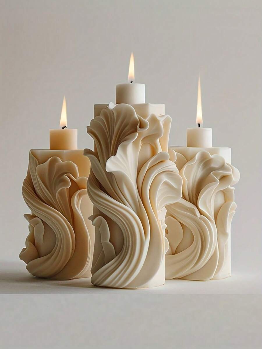 1pc Handmade Spiral Pillar Candle, Decorative Candle, Scented Candle, Suitable For Home Decor, Fireplace, Living Room, Center Piece, Office, Holiday Gift - Multicolor - View 1