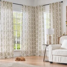 Vangao 2 Pcs Linen Boho Printed Rod Pocket Curtains Good Quality Semi Sheer Protecting Privacy Curtains Nice Fabric Thick Beautiful Drapes Gorgeous And Modern Perfect Window Treatments For Living Room
