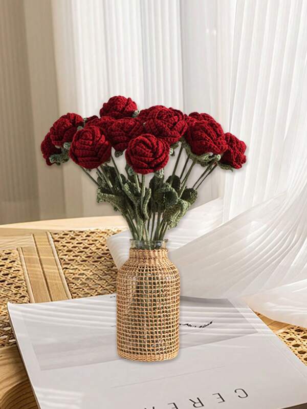 1 pièce/3 pièces/6 pièces/10 pièces Fleurs de rose artisanales exquises coupées à la main, fleurs artificielles pour décoration de mariage, fête, maison, cadeau, bouquets