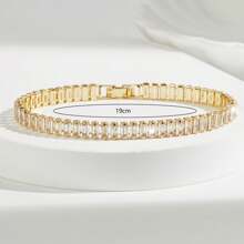 1 قطعة سوار موضة أسلوب بوهيمي ألماس زركونيا 5 مم لامع بطلاء ذهبي للزينة اليومية أو الحفلات أو كهدية