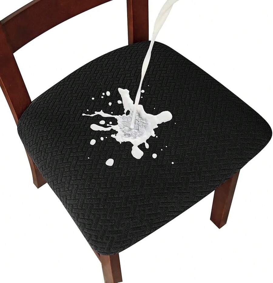 Seat Covers For Dining Room Chair Seat Slipcovers Kitchen Chair Covers (Beige, 4 Pcs) - 黑色 - 查看 1
