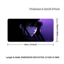 1pc Anime Purple Girl Mouse Pad, Oversized High-Quality Rubber Keyboard Mat, Non-Slip Durable Desk Pad With Precision Stitching, HD Colorful Gaming Mousepad For Desktop, Study & Office Decor, Ideal Gift