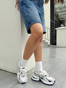 DareSee 1 Pair Women's 2024 Summer New Mesh Breathable Chunky Sneakers, Student Versatile Thick Sole Sports Shoes, Korean Ins Style Music-Fest Y2K-Fest Back To School Autumn Winter Gifts