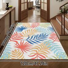 1pc Beautiful Bohemian Leaf Pattern Area Rug, Modern Washable Plush Soft Large Size Carpet For Living Room Bedroom Office, Tropical Palm Leaves Rug, Long Runner Entryway Indoor Mat, All Season Home Decor