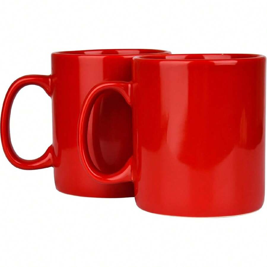 30oz Super Large Ceramic Coffee Mugs Large Handles Set Of 2 (Cobalto) - Red - View 1