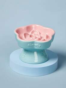 PETSIN 寵物慢進食碗，陶瓷升高貓/狗碗，防噎食，防濺，頸部保護，帶斜口設計，適用於小型犬和貓