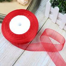 50 Yards/Roll 25mm Width Organza Ribbons For Christmas Wedding Party Decoration Gift Wrapping DIY Ribbons Crafts - Multicolor - View 20