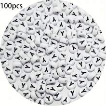 100/200/300/500/1000pcs Acrylic Letter Beads Jewelry Making Kits, Bohemian Style Beads For DIY Bracelets, Necklaces, Keychains - Hollow Letter Beads Mixed With Game & Friendship Themed Beads - Black and White - View 38