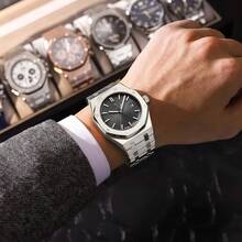 1 pezzo Orologio da uomo del marchio reale POEDAGAR (Ori) 50 orologi impermeabili alla moda regali di compleanno per regali, dial business classico, movimento di love crystal del quarzo importato dal Giappone, design a prova di colata in acciaio inossidabile color oro rosa, accessori essenziali per il ritorno a scuola