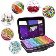 Estuche organizador de diamantes de pintura, organizador de lienzo actualizado con accesorios, 30 compartimentos, 60 compartimentos, 120 compartimentos, soporte a prueba de golpes para cuentas y suministros de arte, contenedor portátil para joyas con herramientas, kit multifuncional de manualidades y suministros de costura