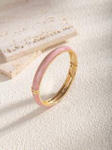 1 Pc Fashion 18K Gold Plated Multi-Color Enamel Flexible Bangle Bracelet, Suitable For Women Daily Wear