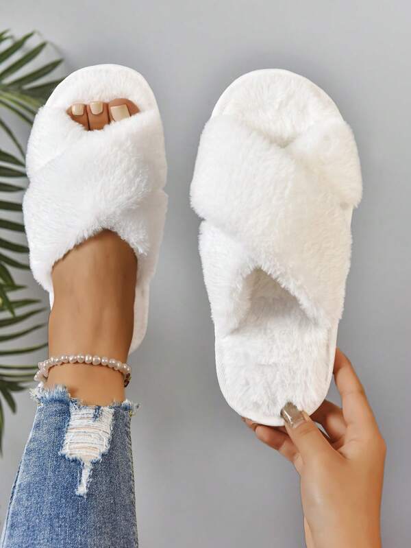 Nuove ciabatte da donna, ciabatte da casa con fasce incrociate carine per donne, semplici pantofole calde da interno, scarpe da donna