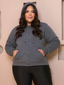 PLUS SIZE WOMEN'S BLOUSE WITH ZIPPER, POCKETS AND FUR - 紫色 - 查看 4