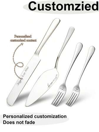 4-delars dessertskärverktygsset, tårtskärverktygsset, dessertskärverktygsset, bröllopstårtset, bröllopspresent, jubileumssouvenir, present till brudgummen, multifunktionell, justerbar, hållbar, dekorativ, återanvändbar, rostfritt stål