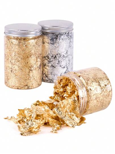 Gold Leaf Flakes, Gold Foil Flakes For Resin, 3g/5g/10g Metallic Foil Flakes, For Nail Art, Painting, Crafts, Epoxy Resin, Jewelry Making, Candle Making, DIY Crafts (Gold And Silver Colors)