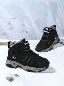 1 Pair Kids Fleece Outdoor Hiking Boots, Children's Winter Shoes, Warm & Comfortable, Suitable For Boys & Girls Daily Casual And Outdoor Trekking Camping, New Autumn/Winter Collection