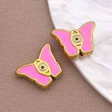 2pcs Fashion Enamel Stainless Steel Devil Eye Spacer Beads Charm High Quality Gold Plated Eye Spacer Beads Jewelry Findings For Necklaces, Bracelets, Earrings, Jewelry Making And DIY Crafts