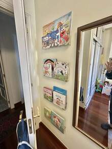 壁挂式图书收纳架、图书展示架、婴儿图画书架、透明、含背胶、教室收纳、卧室收纳、儿童图书展示和收纳、婴儿必需品