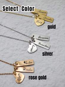 Colar Retangular Personalizado com Tema de Amor, Colar com Nome Personalizado, Colar Personalizável de Aço Inoxidável, Colar Delicado para Mulheres, Presente de Aniversário, Presente de Casamento, Dia dos Namorados, Aniversário, Formatura, Uso Diário, Ideias de Presente para Ela/Ele, Amigos, Crianças, Casais, Melhores Amigos, Mulheres, Família