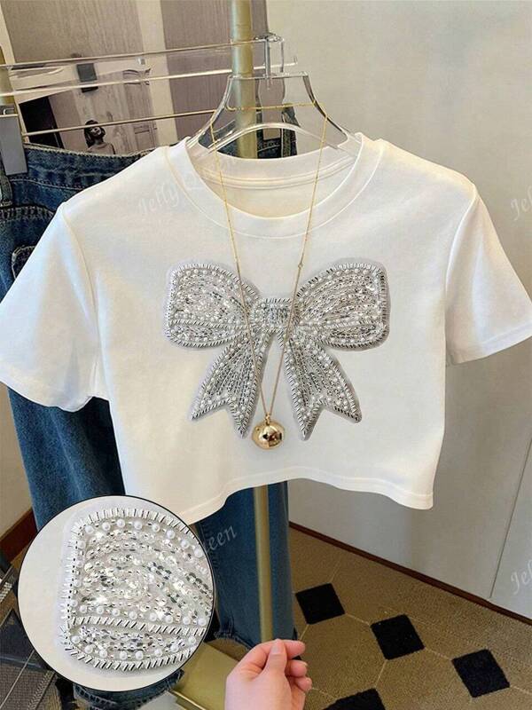 Summer Outfits For Women New Hot Girl Summer Short Sleeve T-Shirt – Regular Fit Slim Cropped Butterfly Tee