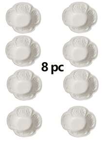 8/6/4件套复古美式压花白玫瑰盘，4英寸，优雅壁龛设计，精致蘸酱碟，桌面调味碟，家用酱油醋碟，蘸酱碗，寿司店蘸酱碟，适用于烤箱和微波炉 - 款式 - 查看 17