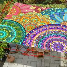 1 Pc Heavy Duty Waterproof Anti-UV Ombre Mandala Pattern Outdoor Garden Canopy Sunshade Beach Tent(Ropes Included, Excluding Stand) - Multicolor - View 7