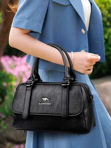 高品质女士休闲钱包和手提包套装，奢华设计师PU皮革单肩包，时尚女士斜挎包 - 黑色 - 查看 11