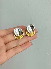 JOJELOO 1 paire de boucles d'oreilles rondes asymétriques scintillantes avec un design vague unique, convenant aux femmes, détachables et de couleurs contrastées