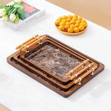 1 件装竹茶盘，新中式长方形茶盘带手柄，适合家庭和酒店 - 楠竹色 - 查看 6