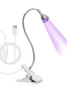 紫外线美甲烘干机灯，迷你 USB 夹式台灯，适用于凝胶指甲、沙龙美甲工具 - 銀色 - 查看 8