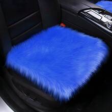 1件装高品质毛绒保暖汽车座椅垫，无靠背仿毛皮套，女士汽车配件