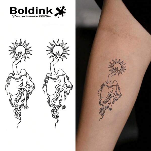 Boldink Boldink künstlerische bedeutungsvolle Figuren Tattoo Aufkleber | Sonnentragend Design | Armmanschetten Stil