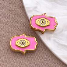 2pcs Fashion Enamel Stainless Steel Devil Eye Spacer Beads Charm High Quality Gold Plated Eye Spacer Beads Jewelry Findings For Necklaces, Bracelets, Earrings, Jewelry Making And DIY Crafts
