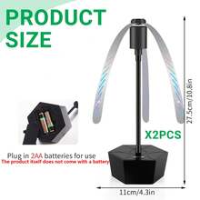 2 包桌面驱蝇风扇，便携式电池供电驱蝇风扇，室内外驱蝇风扇，带全息叶片的桌面驱蝇风扇，适用于野餐、派对、餐厅、厨房和烧烤，两种款式可供选择：可充电和电池供电（黑色） - 黑色 - 查看 7