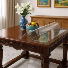 PVC 1.0mm Thick Transparent Soft Glass Tablecloth And Table Mat, High-Quality Non Washable, Waterproof, Scratch Resistant, Heat-Resistant, Simple And Generous Tablecloth, Suitable For Home Hotel Dining Table Cloth, Tea Table Cloth, Home Tablecloth 1pc