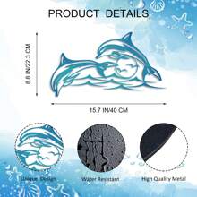 1pc Colorful Metal Dolphin Wall Art, Decorative Painted Pattern, Large Size Home Decor For Living Room And Garden, Suitable For Wedding, Party, Housewarming Gift, Ocean Room Decoration Coastal Decor Coastal Decor Beach Decor
