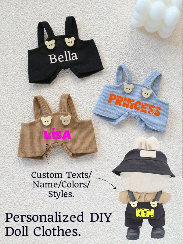 Personalized DIY Doll Clothes, New In Stock 17cm Party Outfit 1st 2nd 3rd Gen Outfit Cute Pink Bunny Clothes. T-Shirt, 17cm Collectible Figure Tee, Versatile Short T-Shirt Clothing, Doll Changeable Outfit. Custom Shirt – Personalized Design, Choose Your Character & Colors, Unique Streetwear Gift, Made To Order Tee